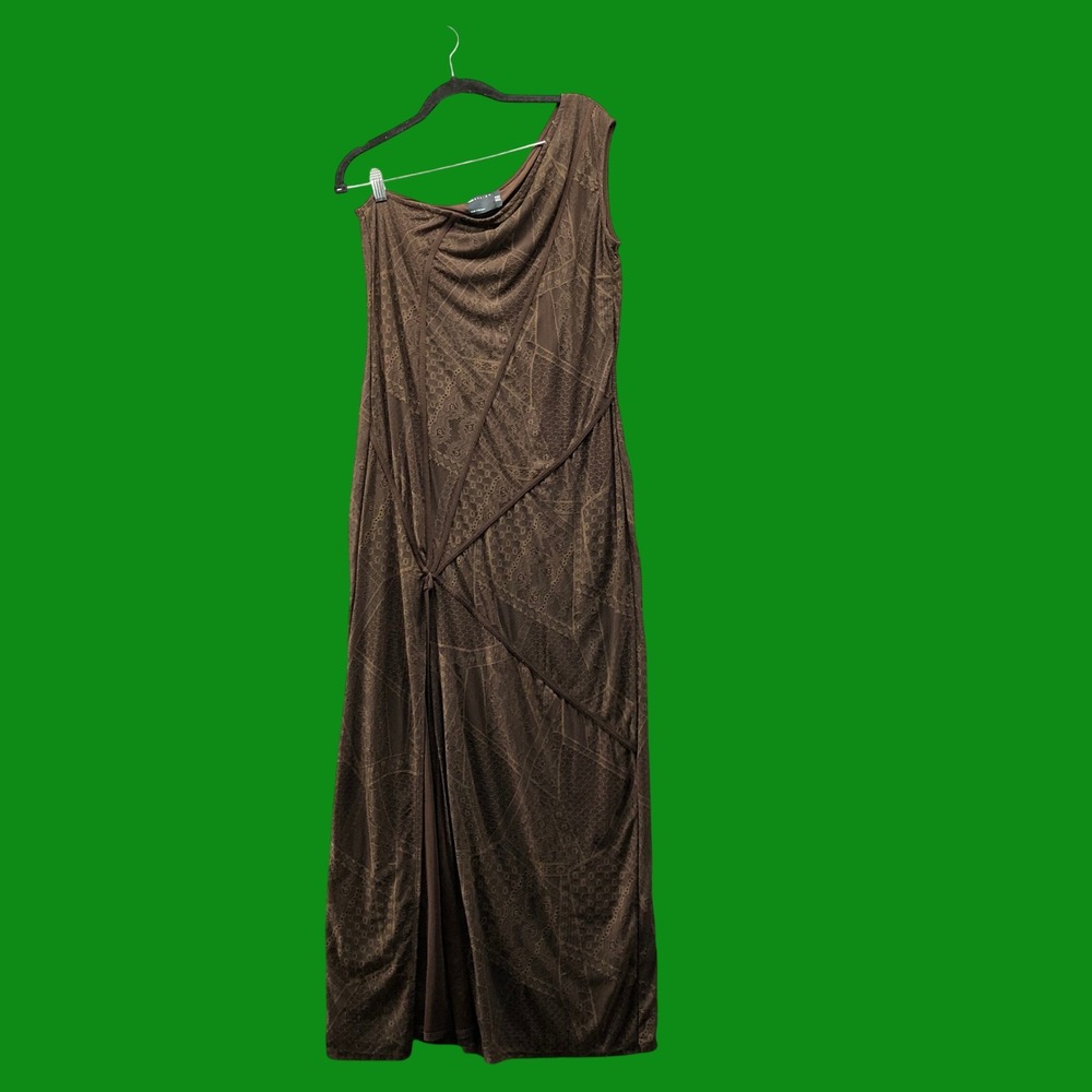 ASOS DESIGN Chocolate Brown Lace One Shoulder Maxi Dress Size 14 Whimsigoth